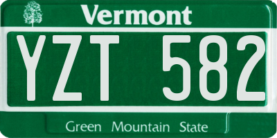 VT license plate YZT582