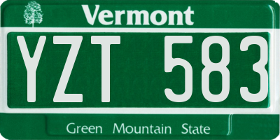 VT license plate YZT583