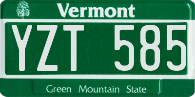 VT license plate YZT585