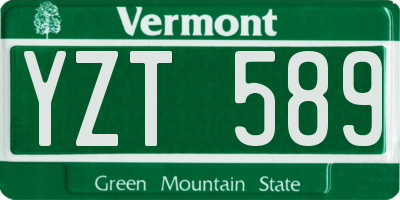 VT license plate YZT589