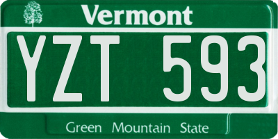 VT license plate YZT593