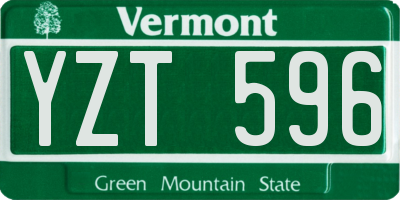 VT license plate YZT596