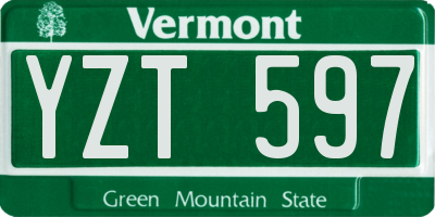 VT license plate YZT597