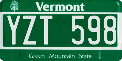 VT license plate YZT598