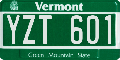 VT license plate YZT601