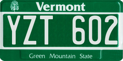 VT license plate YZT602