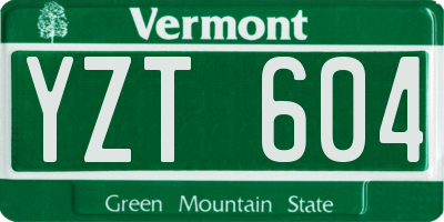 VT license plate YZT604