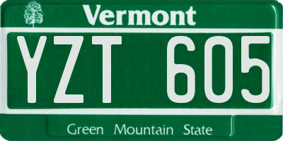 VT license plate YZT605