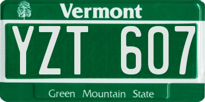 VT license plate YZT607