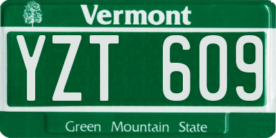 VT license plate YZT609
