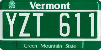 VT license plate YZT611