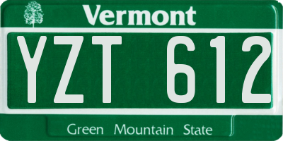 VT license plate YZT612