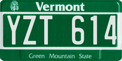 VT license plate YZT614