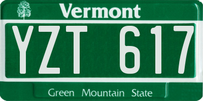 VT license plate YZT617