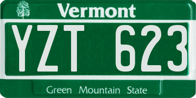 VT license plate YZT623