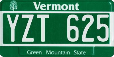 VT license plate YZT625