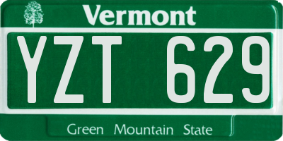 VT license plate YZT629