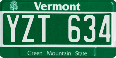 VT license plate YZT634