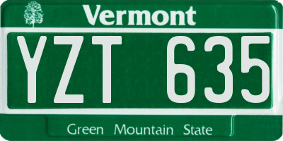 VT license plate YZT635