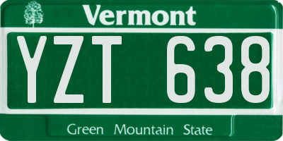 VT license plate YZT638