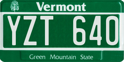 VT license plate YZT640