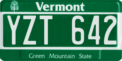 VT license plate YZT642