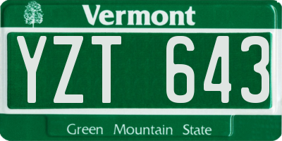 VT license plate YZT643