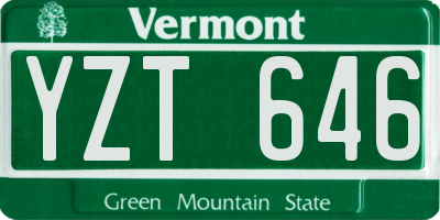 VT license plate YZT646