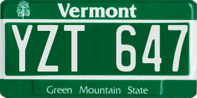 VT license plate YZT647