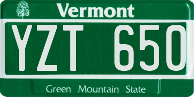 VT license plate YZT650