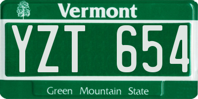 VT license plate YZT654
