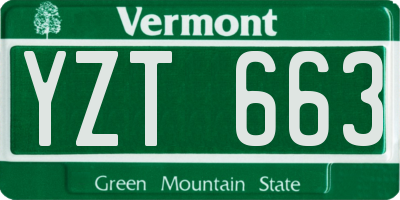 VT license plate YZT663