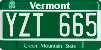VT license plate YZT665