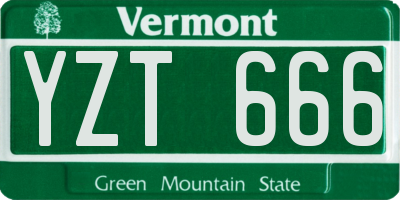 VT license plate YZT666