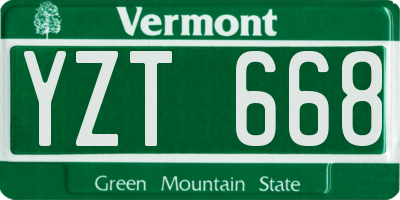 VT license plate YZT668