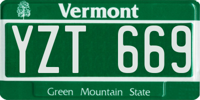 VT license plate YZT669