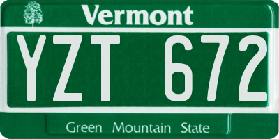 VT license plate YZT672
