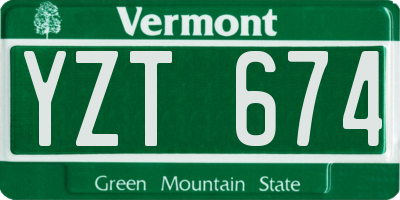 VT license plate YZT674