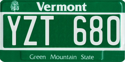 VT license plate YZT680