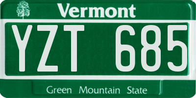 VT license plate YZT685