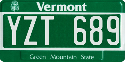 VT license plate YZT689