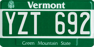 VT license plate YZT692