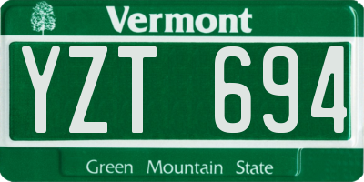 VT license plate YZT694