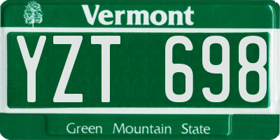 VT license plate YZT698
