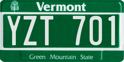 VT license plate YZT701