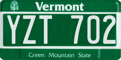 VT license plate YZT702