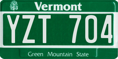 VT license plate YZT704