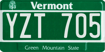 VT license plate YZT705