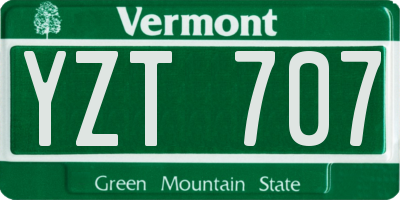 VT license plate YZT707