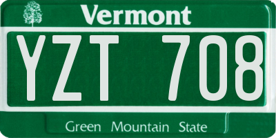 VT license plate YZT708